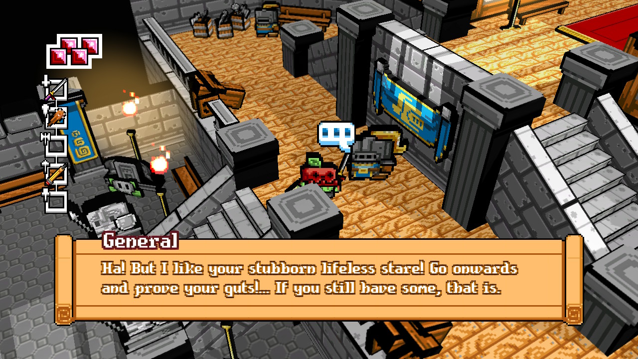 Image taken from Skellboy. Depicts player talking to NPC as he makes a pun about skeletons