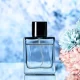A delicate glass bottle of elegant perfume rests on a vintage vanity, its translucent liquid catching the soft light, symbolizing the timeless sophistication and allure of classic scents.