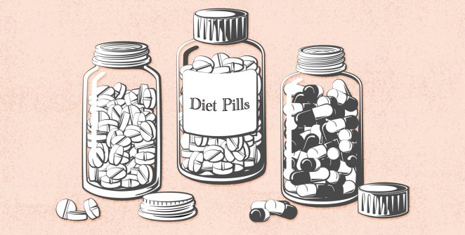 Close-up of a hand holding a bottle of prescription diet pills with a clear label, emphasizing the need for transparency, regulation, and informed choice in the use of weight loss medications.