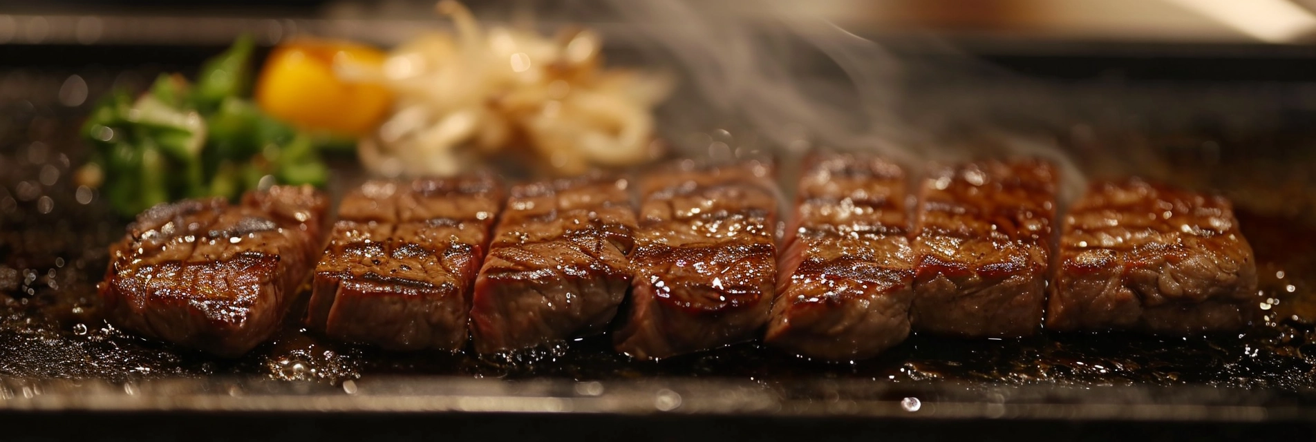Close-up of a sizzling Wagyu steak on a hot grill, ready to be enjoyed.