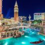 Ornate architecture and design of The Venetian Resort lobby.